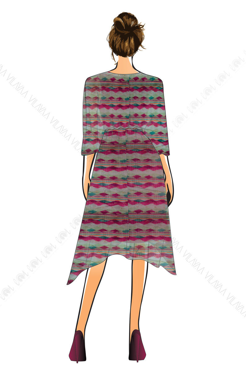 Go Digital - 2020 - Digital Printed Chanderi Kimono Dress  with 3/4 Sleeves