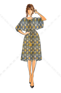 Go Digital - 2020 - Digital Printed Chanderi Kaftan Inspired Dress with 3/4 Sleeves