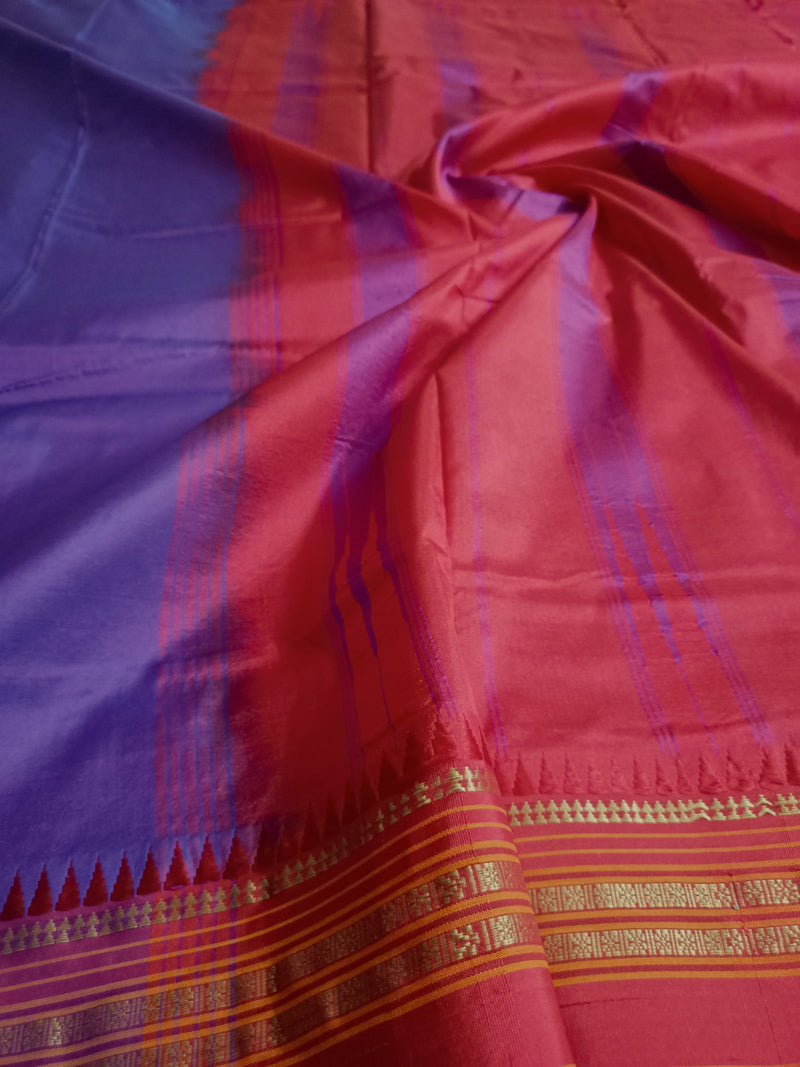 Pure Silk Completely Handwoven Narayan Peth Saree ( THESE SAREES ARE WITHOUT BLOUSE FOR A VIDEO OF THIS SAREE PLEASE CALL US AT 9930655009)