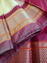 Pure Silk Completely Handwoven Checkered Narayan Peth Saree ( THESE SAREES ARE WITHOUT BLOUSE FOR A VIDEO OF THIS SAREE PLEASE CALL US AT 9930655009)