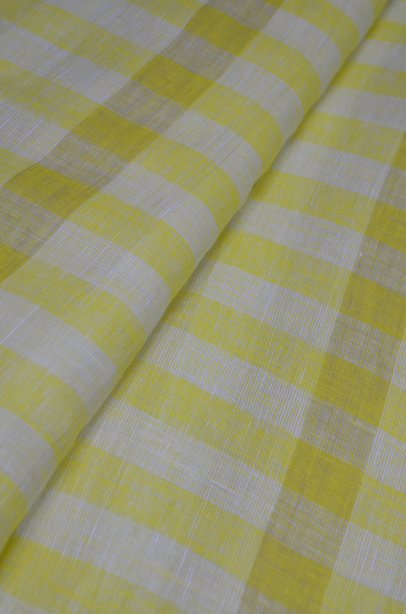 Pure  Mercerized  Premium Linen by Linen  Checkered Fabrics