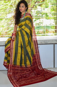 Mercerized Cotton Handloom Bomkai Designer Sambalpuri Saree