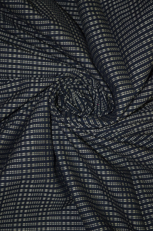 Pure Cotton Semi - Handloom Checkered running stitch designed Fabric ( TO BUY A QUANTITY OF 1.5,2.5,3.5 PLEASE CALL US AT 9930655009)