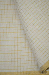 100% Pure Muga Tussar Handloom Checkered Silk Fabric