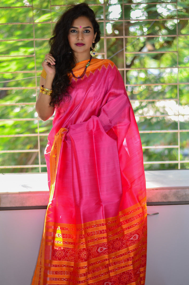 Festive Wear Printed Craft Nirmit 5.5 m Sambalpuri Tira Dehabandha Black Red  Saree, With Blouse Piece
