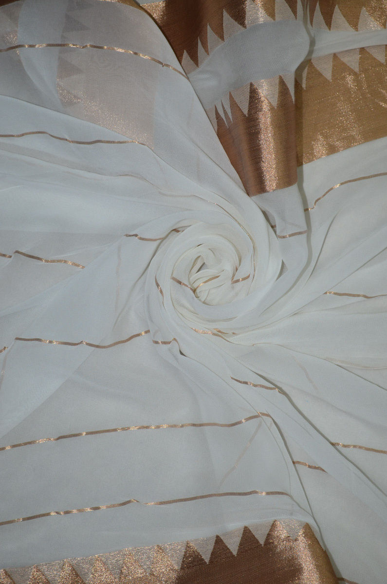 Georgette Banarasi Two Sided Bordered Fabric