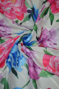 Digital Printed Kota  Cotton By Silk Embroidered Fabric ( TO BUY A QUANTITY OF 1.5,2.5,3.5 PLEASE CALL US AT 9930655009)