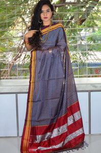 Traditional Ilkal Checkered Kunbi Inspired Saree
