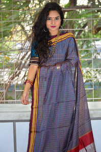 Traditional Ilkal Checkered Kunbi Inspired Saree