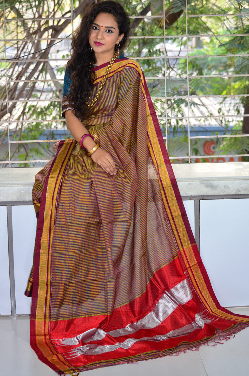 Ilkal Cotton Silk Khun Fabric Designer Back Readymade Saree Blouse Pinkish  Maroon | Shubhsarini Collections
