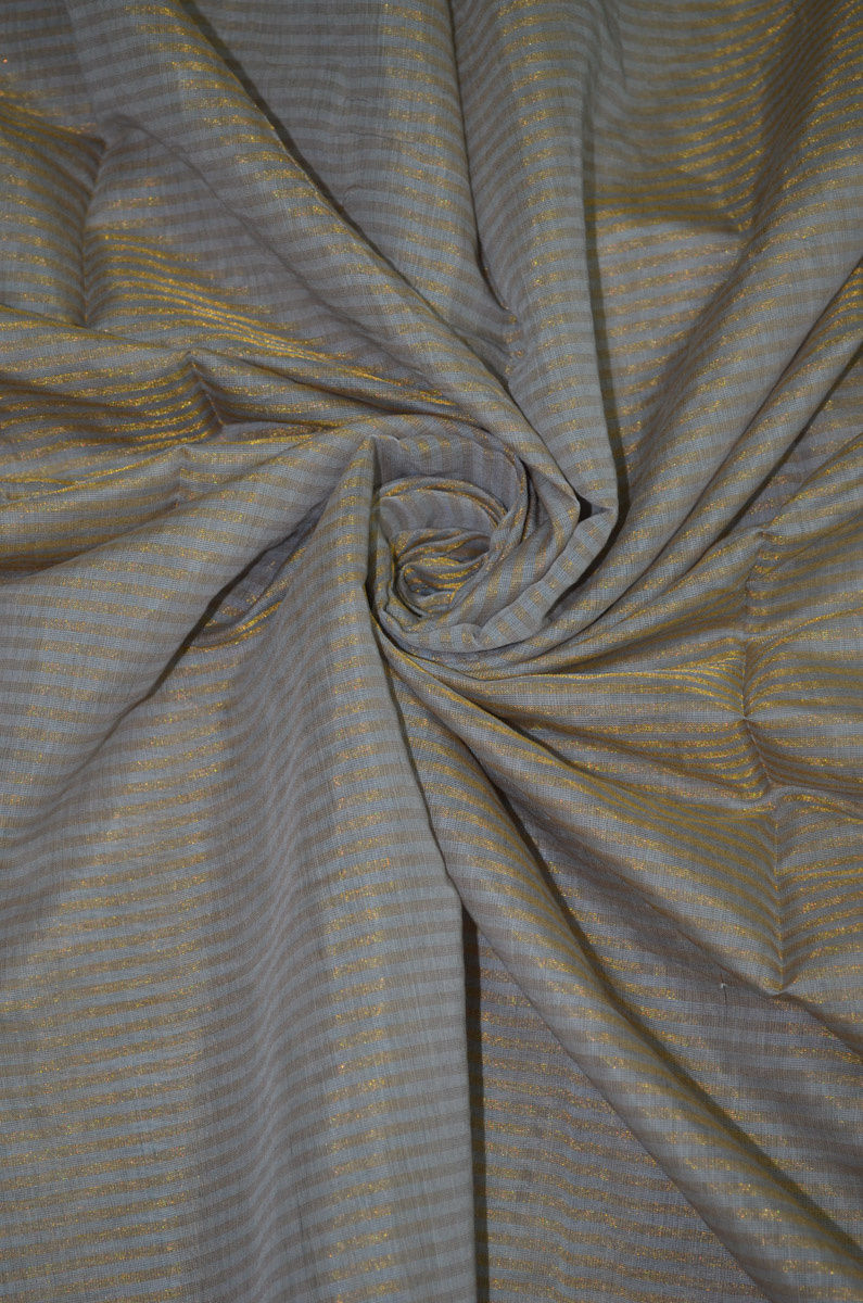 Handloom Pure Chanderi Tissue Checkered Zari Based Kurta Piece With A Tissue Striped Based Plain Chanderi  Matching Lower