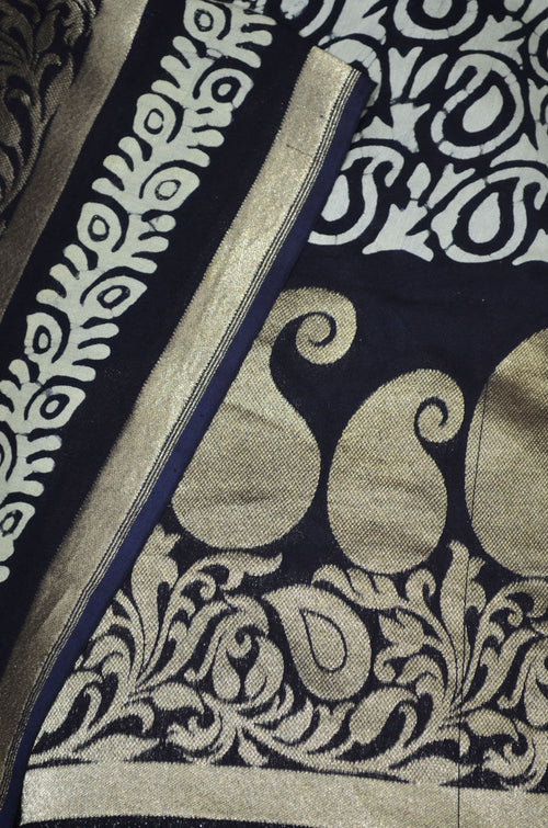 Chanderi Cotton Silk Bordered Fabric