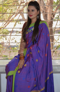Handwoven  100% Pure Eri Silk Assamese  Inspired Woven Jaal Pallu  Booti Saree