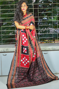 Mercerized Cotton Handloom Pasapalli Checkered Designer Sambalpuri Saree
