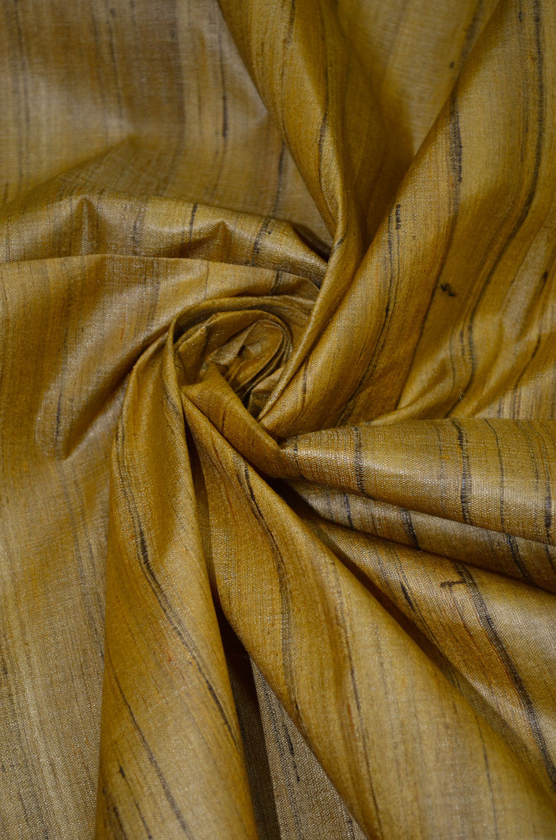 Handwoven Natural Yarn Dyed Pure Tussar Spun Silk  Fabric