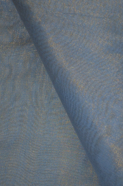 Handloom Pure Silk Chanderi Tissue Golden Zari Based Fabric