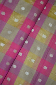 Chanderi Booti Slub Textured Checkered Fabric ( TO BUY A QUANTITY OF 1.5,2.5,3.5 PLEASE CALL US AT 9930655009)