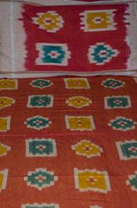 Pure Cotton Handloom Double Ikat Double Bed Cover ( Lenght - 108 x 90 inches Widht)