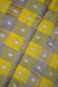 Chanderi Booti Slub Textured Checkered Fabric ( TO BUY A QUANTITY OF 1.5,2.5,3.5 PLEASE CALL US AT 9930655009)