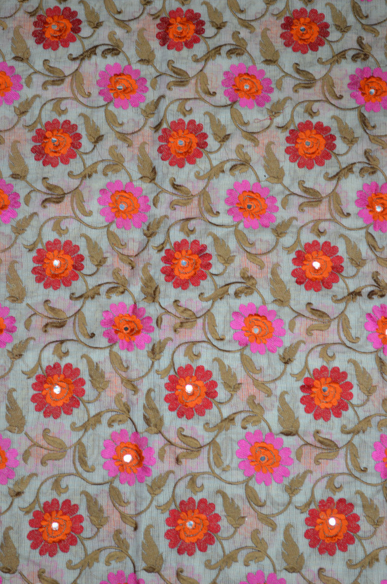 Soft Kota Silk All Over Embroidered Fabric ( To book an option of 1.5,2.5,3.5 etc Please call us on 9930655009)