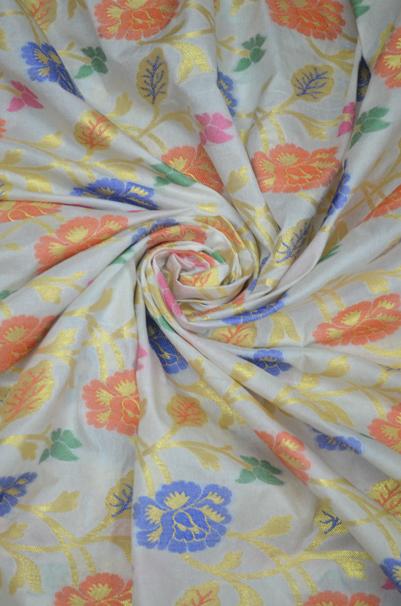 Banarasi Brocade  Butti Silk by Cotton Fabric