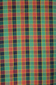 Completely Woven Pure Silk Checkered Handloom Fabric
