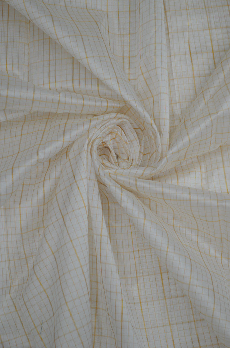Chanderi  Checkered  Cotton by Silk Fabric