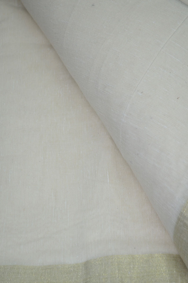 Dyeable Chanderi  Spun Cotton Textured Bordered Fabric
