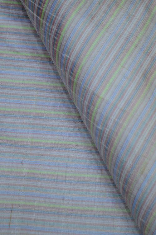 Completely Woven Pure Silk Striped Handloom Fabric