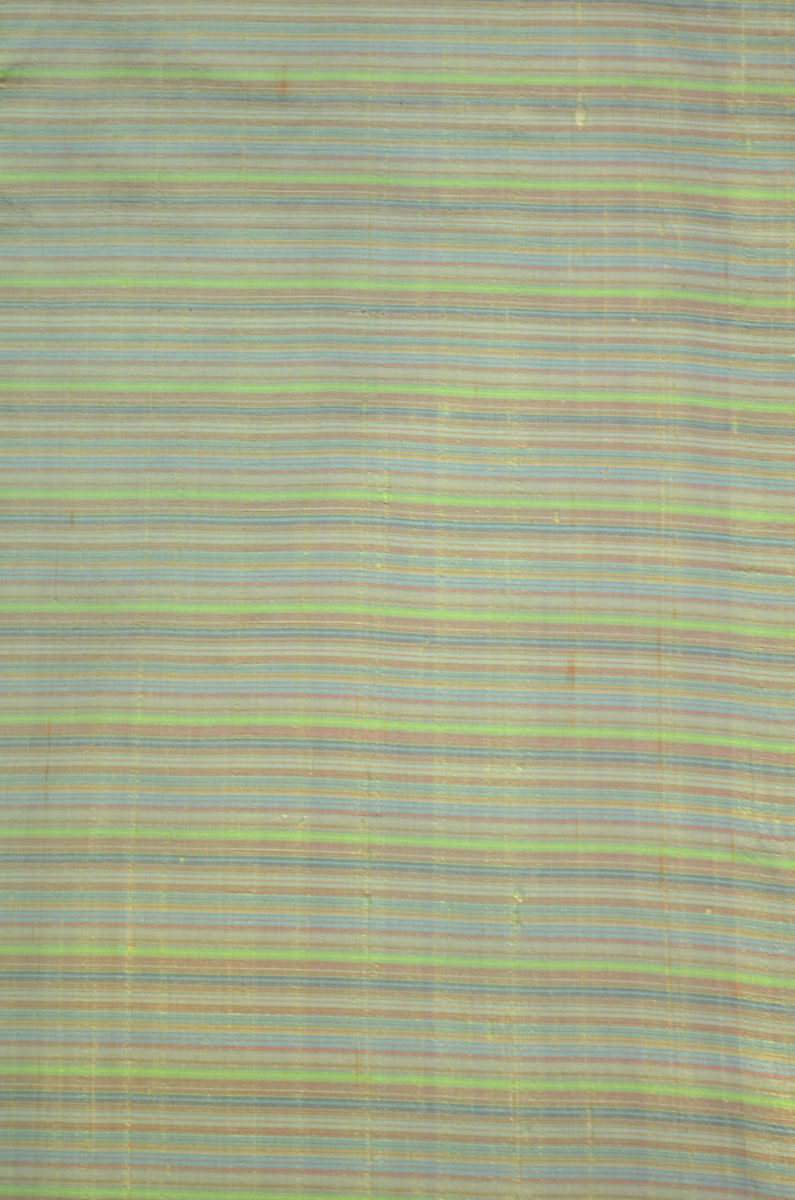 Completely Woven Pure Silk Striped Handloom Fabric