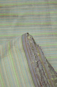 Completely Woven Pure Silk Striped Handloom Fabric