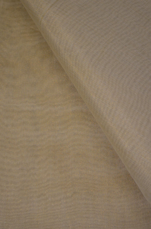Handloom Pure Silk Chanderi Tissue Golden Zari Based Fabric