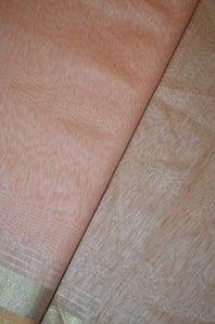 Pure Yarn Dyed Handloom Silk Linen Dual Shade (Dhoop Chaun) Zari Bordered Fabric