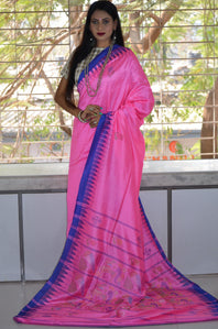Pure Silk Completely Handwoven Moirang Phee Saree (Rani Phi - full handwoven pallu, temple bordered saree)