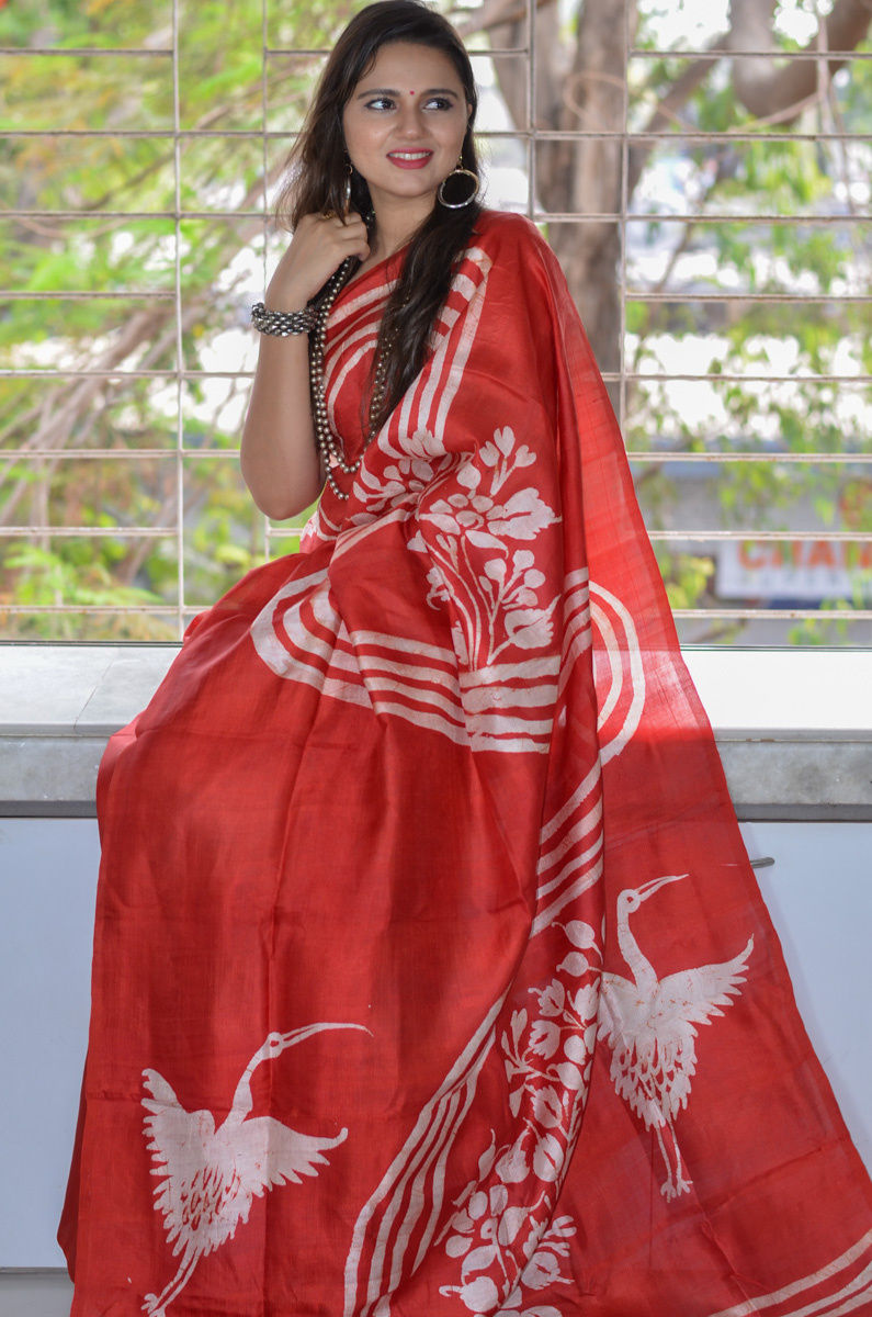 Pure Silk Wax Batik Saree – Reshmi Pitara