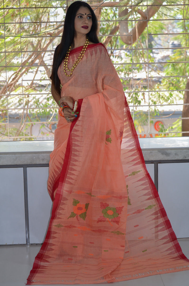 Pure Cotton Completely Handwoven Moirang Phee Saree