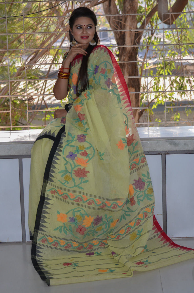 Pure Cotton Completely Handwoven Full Jaal Motif Moirang Phee Saree