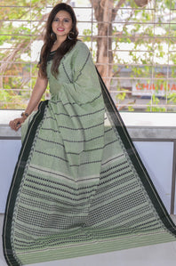 Pure Cotton Double Bordered Begumpuri Handloom Saree (All over woven bootis)