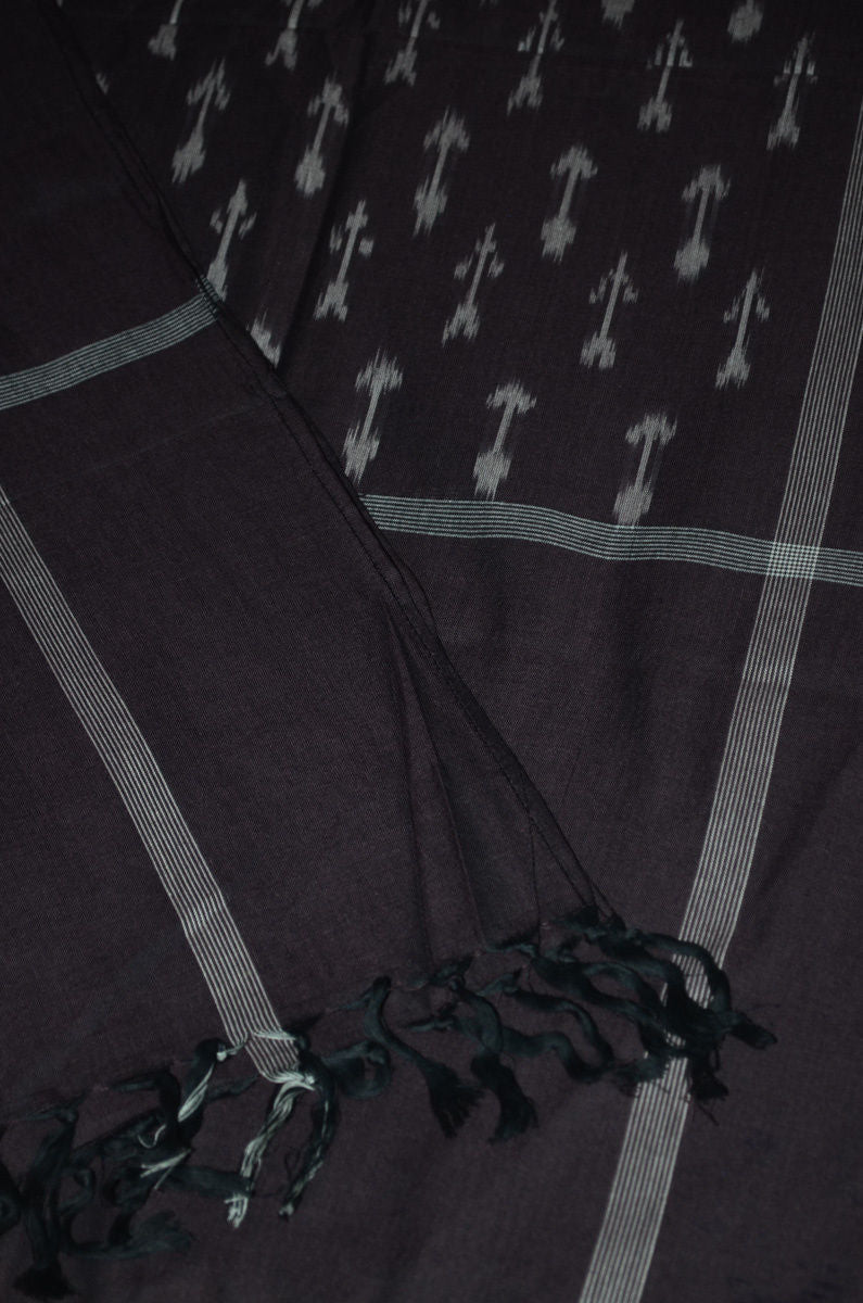 Mercerized Cotton Double Ikat Stole (This Stole measures 1.80 meters and the width of the stole is 22 inches)