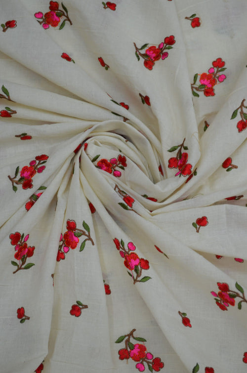 Mulmul Cambric Cotton Embroidered Fabric