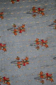 Digital Printed Woven Chanderi Cotton By Silk Golden Zari Booti Fabric