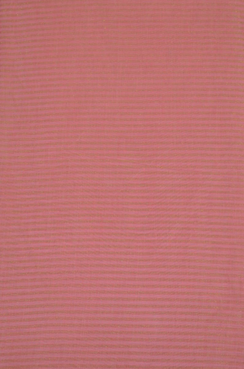Handloom Pure Chanderi Tissue Striped Zari Based Kurta Piece With A Tissue Based Plain Chanderi  Matching Lower