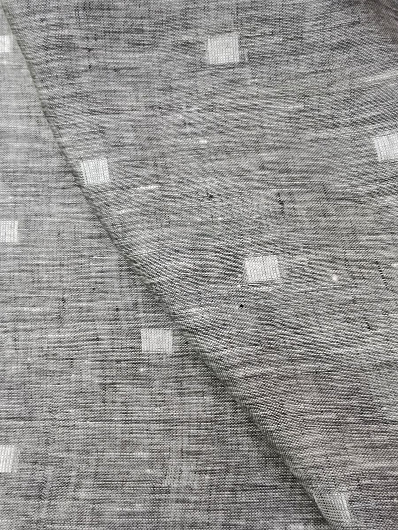 Pure Linen Jamdani Rectangular Booti Inspired Semi- Handwoven Fabric