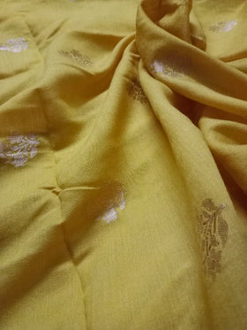 100% Pure Yarn Dyed Kora Muga Woven Butti Handloom Natural Silk Fabric.