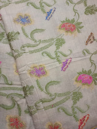 100% Pure Muga Tussar Full Jaal (Persian Inspired) Floral Motifs Woven Handloom Natural Silk Fabric.