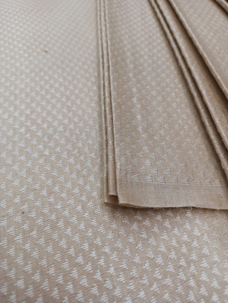 100% Pure Muga Tussar With Minutely Woven Triangle Buttis Handloom Silk Fabric