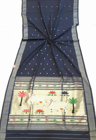 Traditional Belt Border Pichwai Inspired Designing Completely Woven Pure Mercerised Cotton Paithani Saree