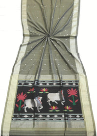 Traditional Belt Border Pichwai Inspired Designing Completely Woven Pure Mercerised Cotton Paithani Saree