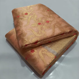 Handwoven Chanderi Tissue Organza Pattu Silk All Over Woven Jaal Work  Saree (With Blouse) ( FOR A VIDEO OF THIS SAREE PLEASE CALL US AT 9930655009)