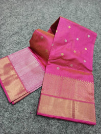 Handwoven Katan Chanderi Butidar Pure Silk Saree (With Blouse) ( FOR A VIDEO OF THIS SAREE PLEASE CALL US AT 9930655009)